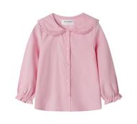 Mud Kingdom Toddler Girls Blouse Peter Pan Collar Corduroy Shirt for Girl Button Down School Uniform Ruffle Cuff Plain Pink 4 Years