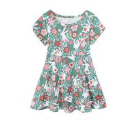 Mud Kingdom Toddler Girls Dress Easter Cute Bunny Summer Green 4 Years