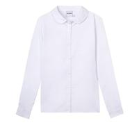 Mud Kingdom Toddler Girls Dress Shirts Peter Pan Collar Blouse for Girl Long Sleeve Poplin School Uniform Solid White 4 Years