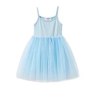 Mud Kingdom Toddler Girls Dresses Sleeveless Spaghetti Strap Party Sundress for Girl Princess Mesh Tutu Dress Blue 4 Years
