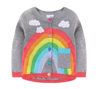 Mud Kingdom Toddler Girls Outerwears Botton Down School Cardigans for Girls Knitted Outerwear Rainbow and Cloud Pattern Grey 4 Years