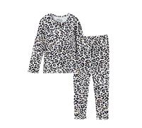 Mud Kingdom Toddler Girls Pajama Set Long Sleeve Elastic Waist Sleepwear for Girl 2-Piece Fashion Leopard 4 Years