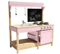 Mud Kitchen Playset for, Outdoor Wooden Toy Play Kitchen Set for Boys and Girls, Kitchen Accessories and Garden Sink, Outdoor Toy for Kids (Pink)