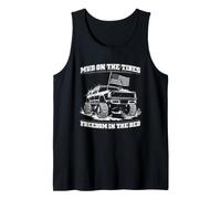 Mud On The Tires Freedom Flag in The Bed Lifted Truck Gift Tank Top