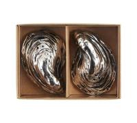 Mud Pie 3" Metal Oyster Salt and Pepper, Silver