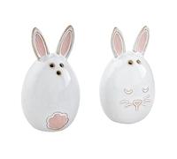 Mud Pie 40250141 Bunny Salt and Pepper Set, Stoneware, White