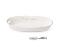 Mud Pie 46000097 Farmhouse Inspired Serving Bowl Set-Over My Bread Body Basket, Ceramic, White
