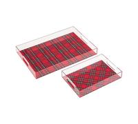 Mud Pie Acrylic Tartan Trays, small 8" x 12" | large 12" x 18", RED