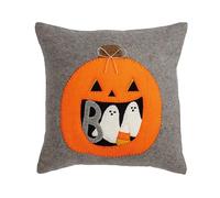 Mud Pie Applique Wool Halloween Pillow, Grey