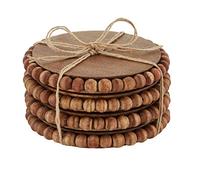 Mud Pie Beaded Wood Coaster Set of 4