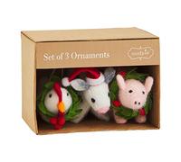 Mud Pie Boxed Farm Felt Christmas Ornaments, 2 1/2" x 2 3/4"