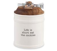 Mud Pie Circa Cookie Jar Set, 8" x 6 1/2" Dia | Tongs 5", White