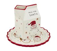 Mud Pie Cookies for Santa Set Plates, Platter 6 1/2" Dia | Carton 4 1/2" x 3", White