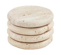 Mud Pie Cream Travertine Coasters, 4" dia, GRAY