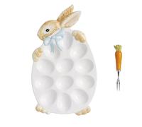 Mud Pie Easter Bunny Deviled Egg Platter and Serving Fork Set