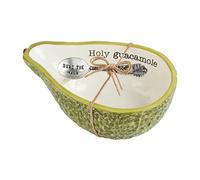 Mud Pie Fiesta Dip Bowl Set, Avocado, 5" X 6" | Spoon 3 1/2"