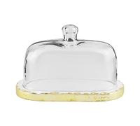 Mud Pie Gold Marble Glass Butter Dish, 4" x 6 3/4"