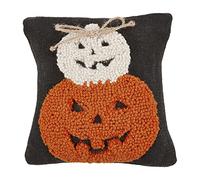 Mud Pie Halloween Mini Hook Pillow, 1 Count (Pack of 1), Two Pumpkin