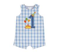 Mud Pie Kids Birthday Jon Jon; 12-18 Months, Blue Gingham, 12-18 Months