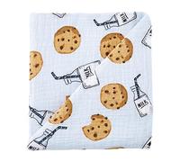 Mud Pie Muslin Swaddle, Milk and Cookies (Blue)