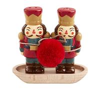 Mud Pie Nutcracker Salt and Pepper Set, shaker 3 1/4" x 3 3/4", Red