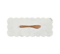 Mud Pie Scallop Marble Board Set, 12" x 5", White