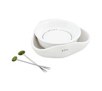 Mud Pie Stacked Olive Dish, Bowl 2" x 5 1/2" Dia | Pick 4", White