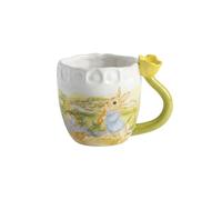 Mud Pie Stoneware Easter Bunny Mug with Figural Yellow Tulip Handle