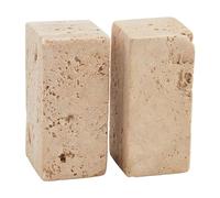 Mud Pie Travertine Salt and Pepper Set, 3 1/4" x 1 1/2", Gray