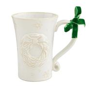 Mud Pie White Christmas Mug, Wreath, 12 oz