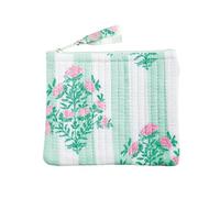Mud Pie Women's Dahlia Green Block Print Small Case