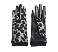 Mud Pie Women's Ladies, Gray Leopard Ribbed Gloves, One Size