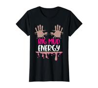 Mud Run Team Women Big Mud Energy Mud Race Muddy Handprints Value Graphic T-Shirt, Women, Black, XL