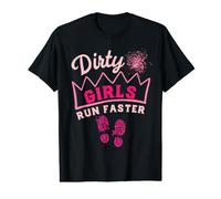 Mud Run Women Dirty Girls Run Faster Running Gone Muddy Pink Value Graphic T-Shirt