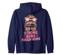 Mud STRONG BUNS TOUGH RUNS Girls Messy Queen Mudding Buddies Zip Hoodie
