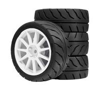 Mud Terrain Tires Beadlock Wheel for 1/10 Remote Control Crawlers Car Set of 4 Heavy Duty Rubber