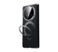 MUDASANQI Compatible with Honor Magic V5 Case [Military-Grade Drop Protection] 600D Aramid Fiber Magnetic Cover with Adjustable Stand, Hinge Protective Cover Shockproof Phone Case(Black)