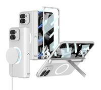 MUDASANQI Full Body Shockproof Case for Google Pixel 9 Pro Fold/Pixel Fold 2 With Built-in Screen Protector, Hinge Protection, and Kickstand (Silver)