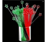 Mudder 100 Pieces 9.1 Inch Swizzle Sticks Cocktail Stirrers Plastic for Bar Halloween Disposible Plastic Star Top Crystal Swizzle Sticks for Christmas Party(Two Colors)