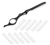 Mudder 11 Pcs Hair Razor for Cutting Thinning Styling Comb, Black | Hairdressing Razor with 10 Blades, Ideal at Layering Texturizing Bangs Trimming, Feather Styling Tool Salon Barber Use