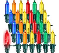 Mudder 120 Count Christmas Replacement Mini Light Bulbs with Green Base Christmas Tree Incandescent Wire String Lights Replacement Bulbs for Xmas Indoor Outdoor Decoration(Colorful,6v X 0.08a)