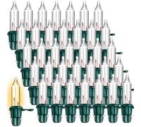 Mudder 120 Count Christmas Replacement Mini Light Bulbs with Green Base Christmas Tree Incandescent Wire String Lights Replacement Bulbs for Xmas Indoor Outdoor Decoration(Warm White,6v X 0.08a)