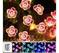 Mudder 16 Colors Cherry Blossom Decor Flower String Lights, Fairy Pink Light String with Timer 13 ft 40 LEDs USB Battery Operated Fairy Lights for Bedroom Indoor Outdoor Wedding Valentines Day(1 Pcs)