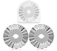 Mudder 2 Pieces Perforating Rotary Cutter Blades Stitch Rotary Replacement Blades with Plastic Box for Crochet Cutting Crafting Sewing Leather Paper Cardstock (Sliver,45mm,Waves)