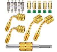 Mudder 20 Pcs R32 R454B A2L Refrigerant Adapter Kit, 45 Degree+90 Degree | HVAC Connect Fittings,1/4" Female to Male Reverse Thread, A2L Refrigerant Connect Fittings, Valve Core Remover
