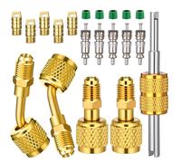 Mudder 20 Pcs R32 R454B A2L Refrigerant Adapter Kit, Straight+45°angle | HVAC Connect Fittings,1/4" Female to Male Reverse Thread, A2L Refrigerant Connect Fittings, Valve Core Remover