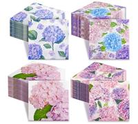 Mudder 200 Pcs Hydrangea Cocktail Napkins, 6.5" x 6.5" Disposable Decorative Multicolor Floral 3ply, Guest Bathroom Paper Napkins for Fall Autumn Wedding Thanksgiving Harvest Baby Shower