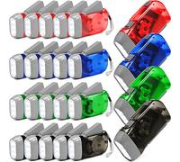 Mudder 24 Pack Hand Crank Flashlight No Battery Emergency Flashlight, Self Powered Portable Light Dynamo Torch for Survival Kit Outdoor Hiking Emergency(Green, Grey, Blue, Red)