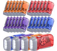 Mudder 24 Pieces Hand Crank Flashlight with LED Self Powered Charging Torch Dynamo for Camping Emergency(Red, Blue, Orange, Purple)