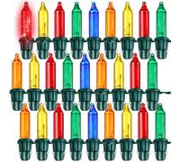 Mudder 240 Pcs Christmas Replacement Mini Light Bulbs with Green Base Christmas Tree Incandescent Wire String Lights Replacement Bulbs for Xmas Indoor Outdoor Decoration(Multicolor,3.5v X 0.12a)